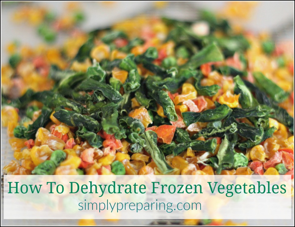 Dehydrating frozen vegetables is the perfect project for the beginning simple prepper. Save Time. Save Money. Save Space as you build your food storage. Your dehydrator is about to become your best friend as you work to stockpile vegetables for your pantry.