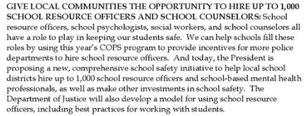 white house seeks to fund school resource officers